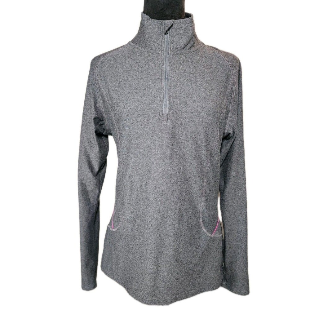 Champion C9 Women M Long Sleeve Gray With Pink Lines Athletic Running Outdoors